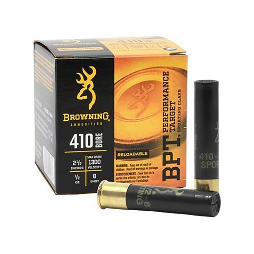 Browning Ammunition BPT Performance 410 Gauge 2-1/2in #8 1/2oz Target Shotshells – 25 Rounds – #8