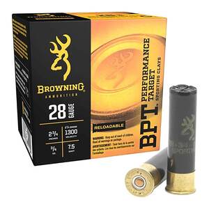 Browning Ammunition BPT Performance Target 28 Gauge 2-3/4in #7.5 3/4oz Target Shotshells - 25 Rounds