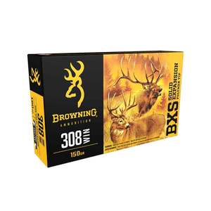 Browning BXS Big Game & Deer 308 Winchester 150gr Lead Free Solid Expansion Polymer Tip Centerfire Rifle Ammo - 20 Rounds