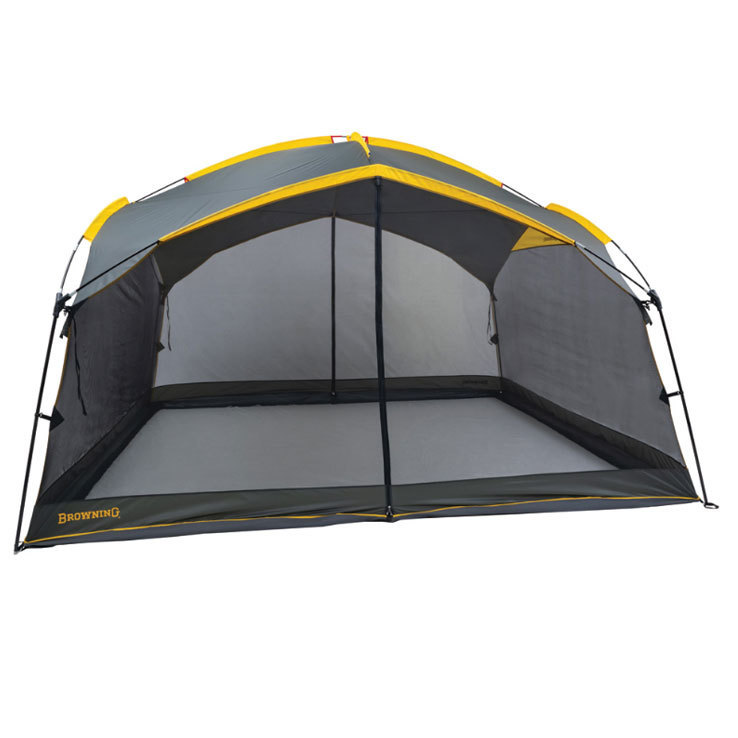 Browning Basecamp Screen House - Black/Gray/Yellow Base size 10ft x 12ft, Center height 7.4ft Browning Basecamp Screen House - Black/Gray/Yellow Base size 10ft x 12ft, Center height 7.4ft