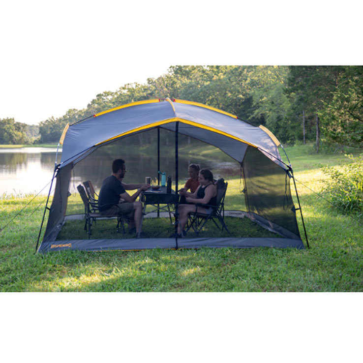 Browning Basecamp Screen House - Black/Gray/Yellow Base size 10ft x 12ft, Center height 7.4ft Browning Basecamp Screen House - Black/Gray/Yellow Base size 10ft x 12ft, Center height 7.4ft