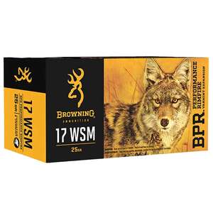 Browning BPR 17 Winchester Super Mag 25gr Polymer Tip Rimfire Ammo - 50 Rounds