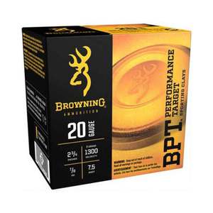 Browning BPT 20 Gauge 2-3/4in #7.5 1oz Target Shotshells - 25 Rounds Browning BPT 20 Gauge 2-3/4in #7.5 1oz Target Shotshells - 25 Rounds
