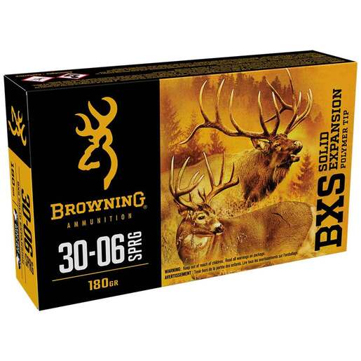 Browning BXS Solid Expansion Big Game And Deer 30-06 Springfield 180gr SEPT Rifle Ammo Ammo - 20 Rounds 20 Rounds Ammo