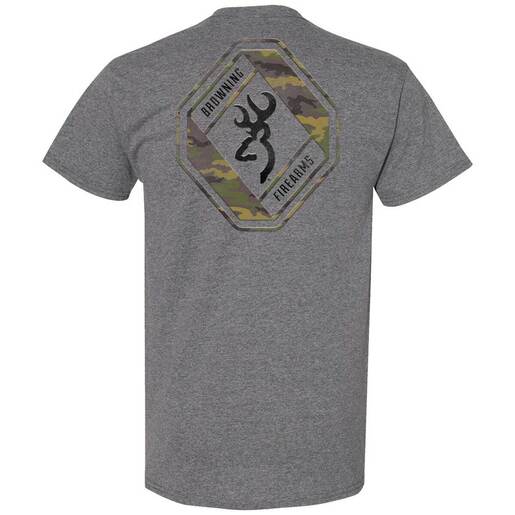 Browning Men's Camo Dimond Back Mark Short-Sleeve Casual Shirt - Dark Heather Grey 3XL - Browning