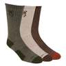 Browning Men's Everyday Crew 3 Pack Casual Socks - Green/Cream/Brown - L - Green/Cream/Brown L