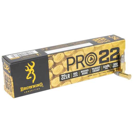 Browning PRO-22 22 Long Rifle 40gr LRN Rimfire Ammo Ammo - 100 Rounds 100 Rounds Ammo
