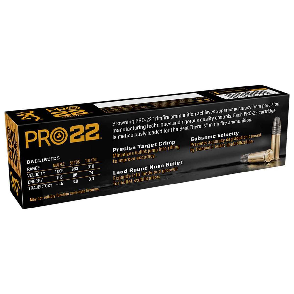 22 Rimfire Promag Browning PRO-22 22 Long Rifle 40gr LRN Rimfire Ammo - 100 Rounds ...