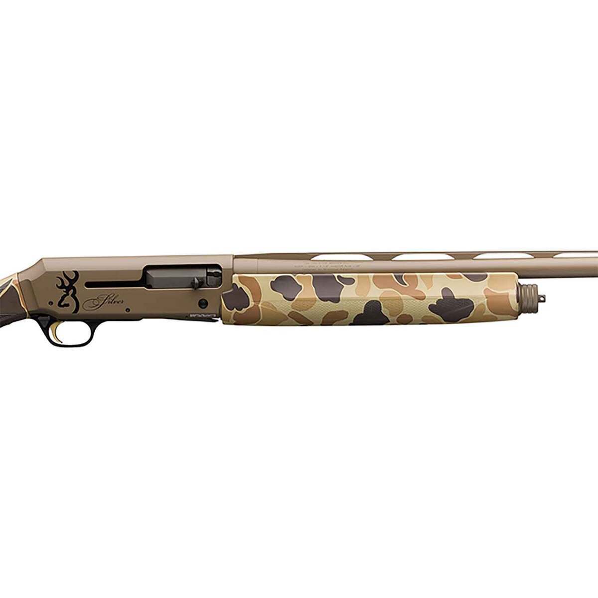 Browning Silver Field Vintage Tan Camo 12 Gauge 3-1/2in Semi Automatic Shotgun - 26in - Camo Browning Silver Field Vintage Tan Camo 12 Gauge 3-1/2in Semi Automatic Shotgun - 26in - Camo