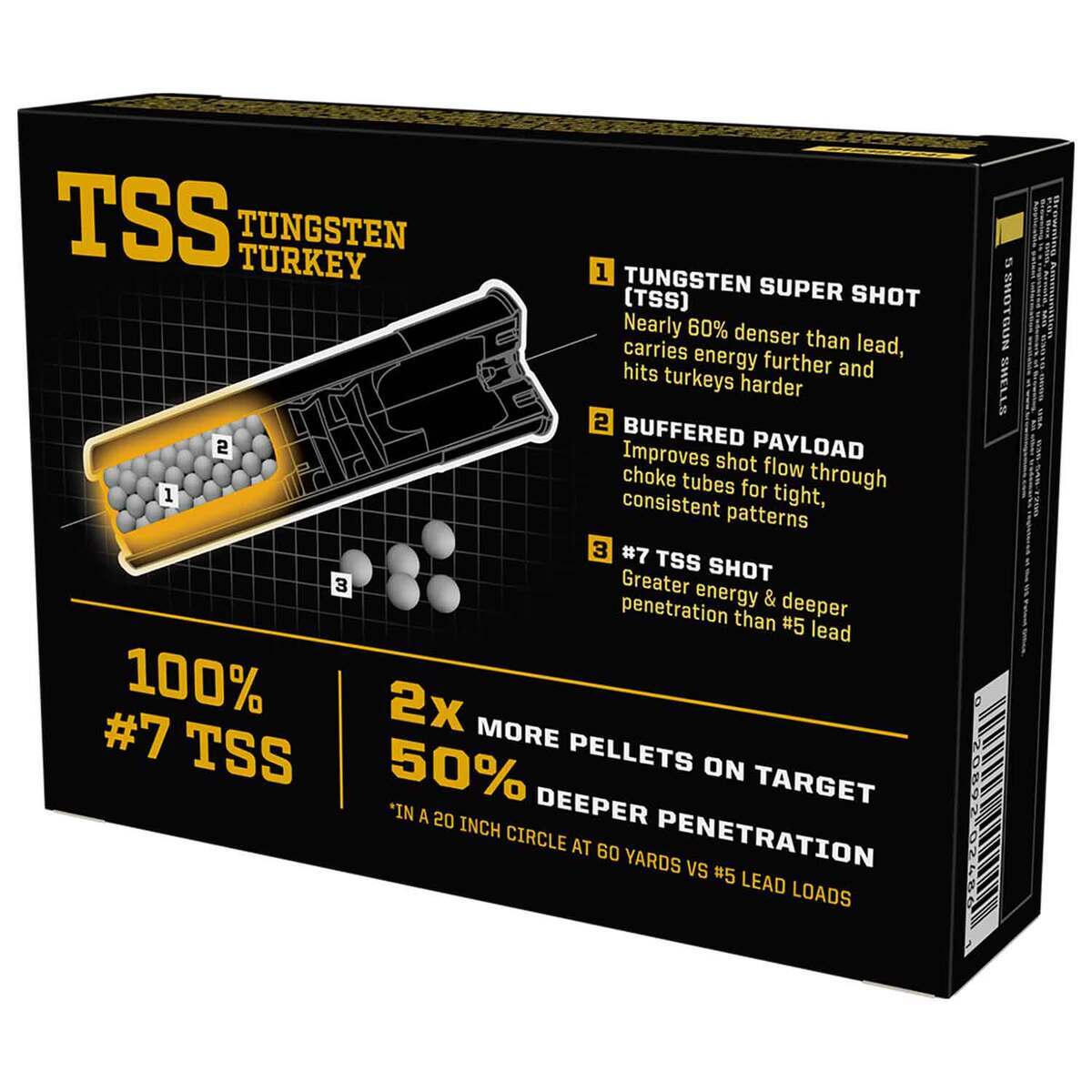 Browning TSS Tungsten Turkey 12 Gauge 3-1/2in #7 2-1/4oz Turkey Shotshells - 5 Rounds Browning TSS Tungsten Turkey 12 Gauge 3-1/2in #7 2-1/4oz Turkey Shotshells - 5 Rounds
