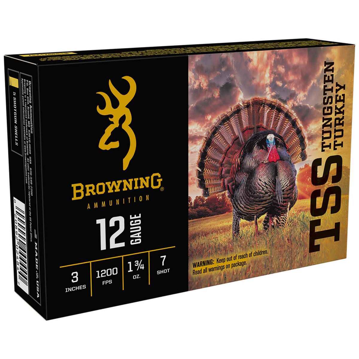 Browning TSS Tungsten Turkey 12 Gauge 3in #7 1-3/4oz Turkey Shotshells - 5 Rounds Browning TSS Tungsten Turkey 12 Gauge 3in #7 1-3/4oz Turkey Shotshells - 5 Rounds