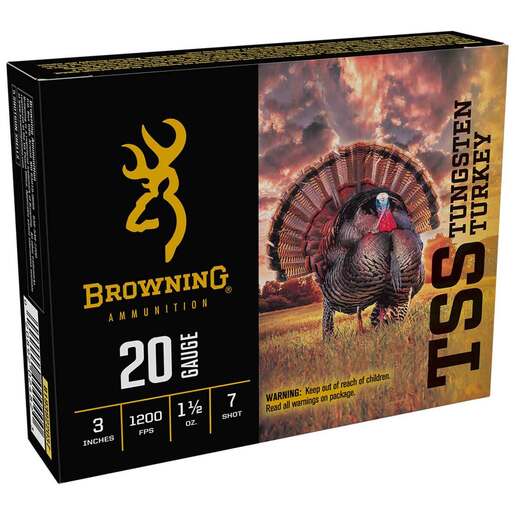 Browning TSS Tungsten Turkey 20 Gauge 3in #7 1-1/2oz Turkey Shotshells – 5 Rounds – #7