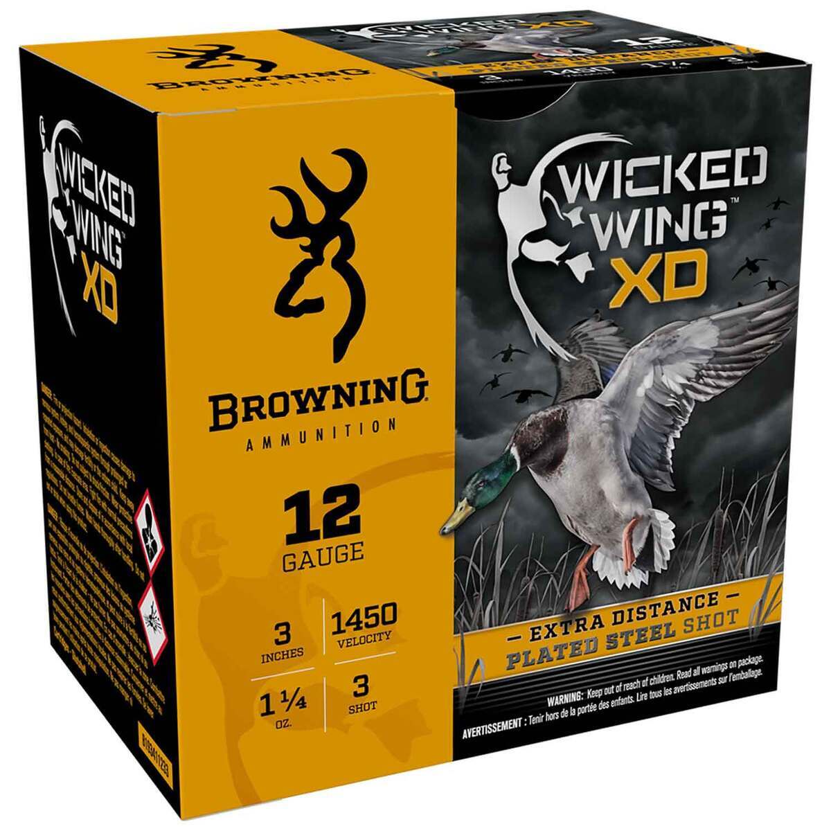 Browning Wicked Wing XD 12 Gauge 3in #3 1-1/4oz Waterfowl Shotshells - 25 Rounds Browning Wicked Wing XD 12 Gauge 3in #3 1-1/4oz Waterfowl Shotshells - 25 Rounds