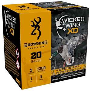 Browning Wicked Wing XD 20 Gauge 3in #3 1oz Waterfowl Shotshells - 25 Rounds Browning Wicked Wing XD 20 Gauge 3in #3 1oz Waterfowl Shotshells - 25 Rounds