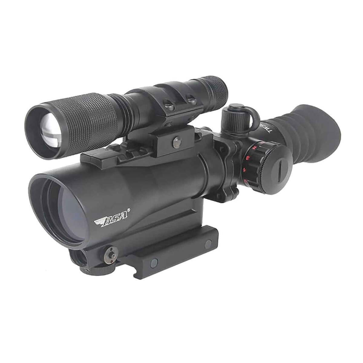 BSA RD30 w/ Laser & Flashlight Combo 1x 30mm Red Dot - 5 MOA Dot - Black BSA RD30 w/ Laser & Flashlight Combo 1x 30mm Red Dot - 5 MOA Dot - Black