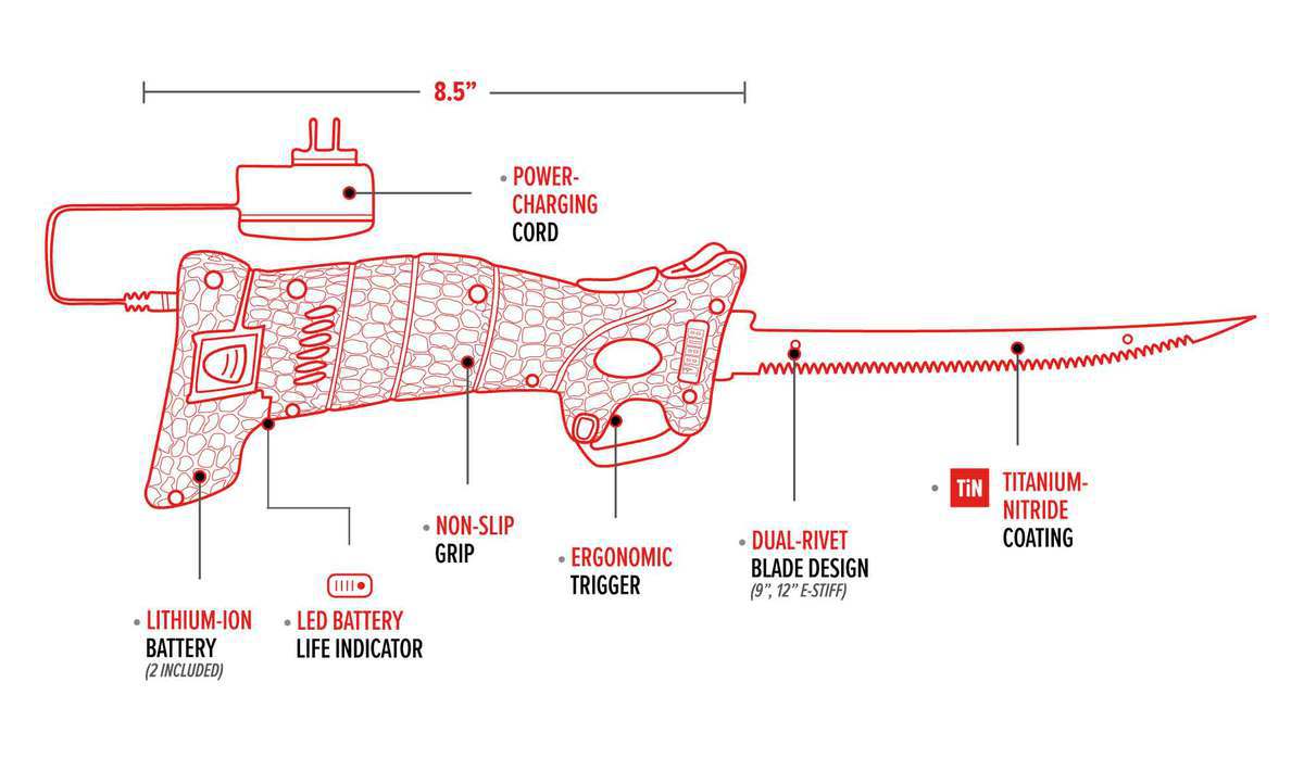 Bubba Lithium Ion Cordless Electric Fillet Knife - Red Bubba Lithium Ion Cordless Electric Fillet Knife - Red