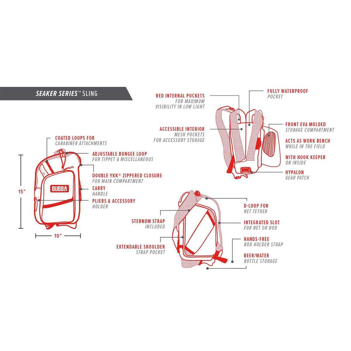 Bubba Seaker 10L Sling Pack Soft Sided Tackle bag - Grey - Grey 10L Bubba Seaker 10L Sling Pack Soft Sided Tackle bag - Grey - Grey 10L