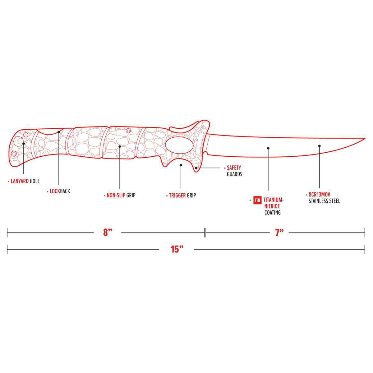 Bubba Tapered Flex Folding Fillet Knife - Red 7in - Red Bubba Tapered Flex Folding Fillet Knife - Red 7in - Red
