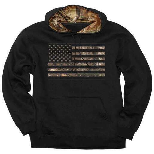 Buck Wear Men's Camo Stars & Stripes Casual Hoodie - Black XXL