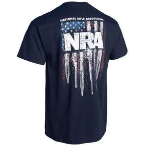 Buck Wear Men's NRA Gun Stripes Short Sleeve Casual Shirt - Navy - M