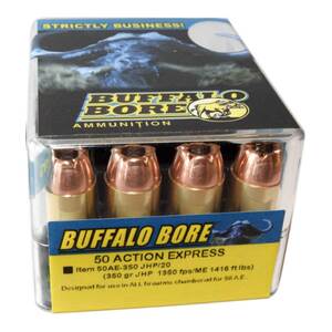 Buffalo Bore 50 Action Express 350gr JHP Handgun Ammo - 20 Rounds