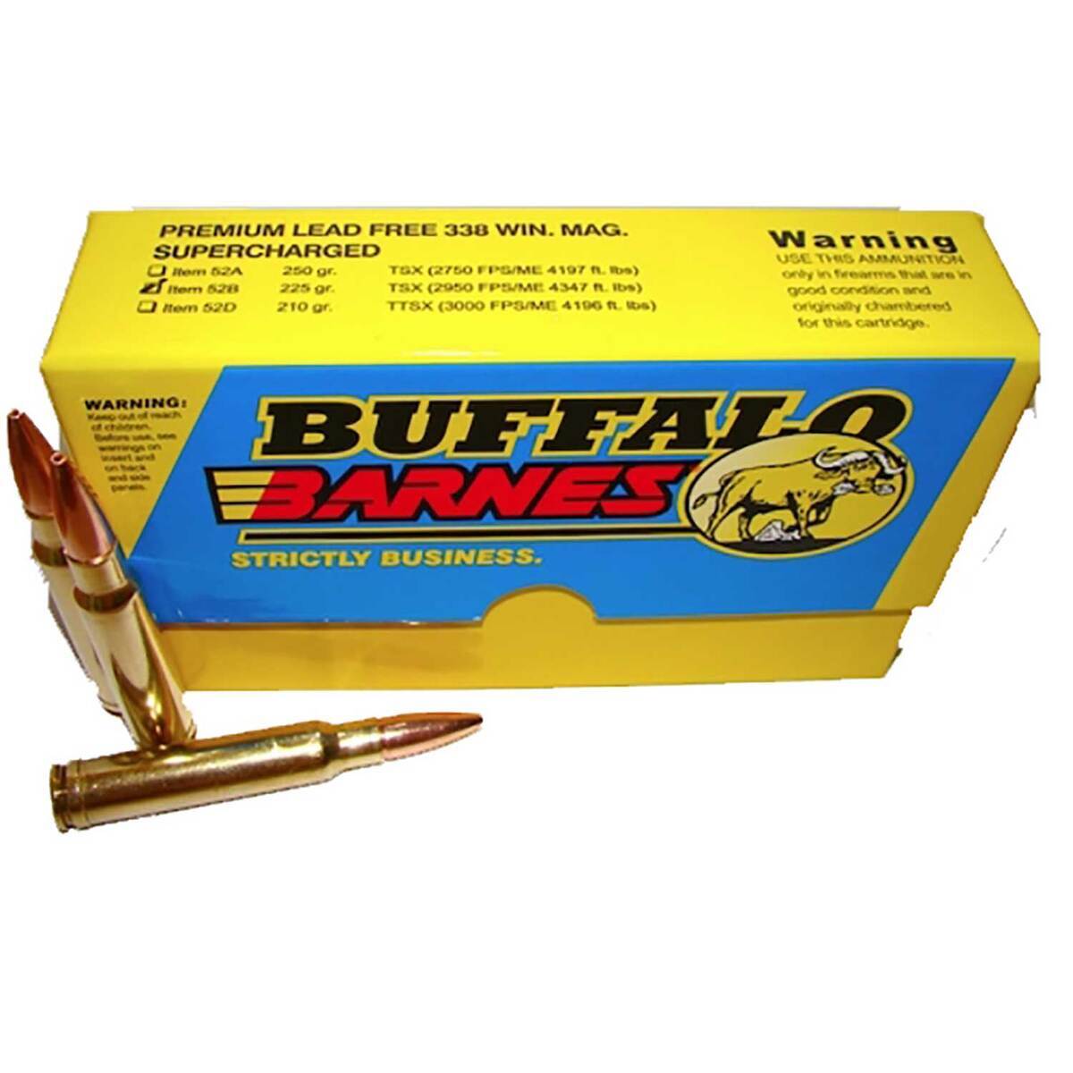 Buffalo Bore Barnes TSX Premium Supercharged 338 Winchester Magnum 225gr Jacketed Hollow Point Rifle Ammo - 20 Rounds Buffalo Bore Barnes TSX Premium Supercharged 338 Winchester Magnum 225gr Jacketed Hollow Point Rifle Ammo - 20 Rounds