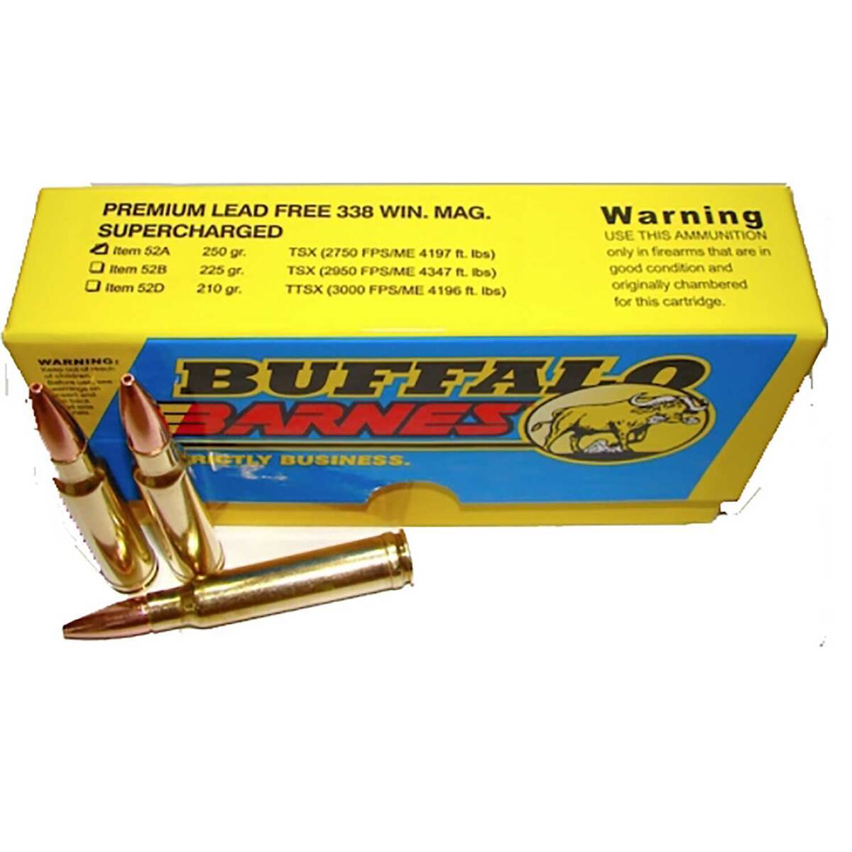 Buffalo Bore Barnes TSX Premium Supercharged 338 Winchester Magnum 250gr Jacketed Hollow Point Rifle Ammo - 20 Rounds Buffalo Bore Barnes TSX Premium Supercharged 338 Winchester Magnum 250gr Jacketed Hollow Point Rifle Ammo - 20 Rounds
