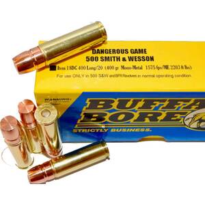 Buffalo Bore Dangerous Game 500 S&W 400gr Mono-Metal Handgun Ammo - 20 Rounds