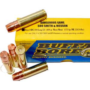 Buffalo Bore Dangerous Game 500 S&W 400gr Mono-Metal Handgun Ammo - 20 Rounds Buffalo Bore Dangerous Game 500 S&W 400gr Mono-Metal Handgun Ammo - 20 Rounds