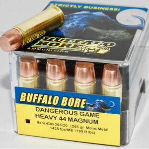 Buffalo Bore Dangerous Game Heavy 44 Magnum 265gr Mono-Metal Handgun Ammo - 20 Rounds