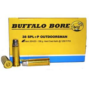 Buffalo Bore Heavy 38 Special +P Outdoors Pistol 158gr Flat Nose Ammo - 20 Rounds