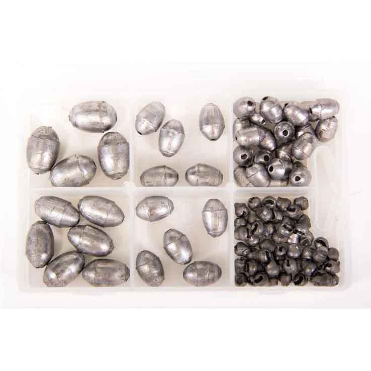 Bullet Weights Egg Sinker Kit - (20) 1/8oz Egg, (10) 1/4oz Egg, (6) 3/8oz Egg, (4) 1/2oz Egg, (50) #3/0 Reusable Split Shot Bullet Weights Egg Sinker Kit - (20) 1/8oz Egg, (10) 1/4oz Egg, (6) 3/8oz Egg, (4) 1/2oz Egg, (50) #3/0 Reusable Split Shot