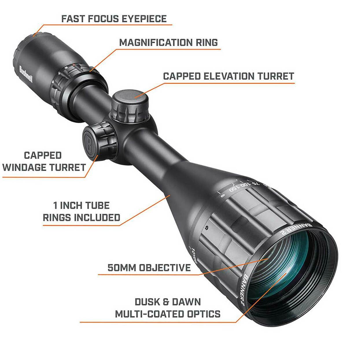 Bushnell Banner 2 6-18x50mm Rifle Scope - DOA-QBR - Black Bushnell Banner 2 6-18x50mm Rifle Scope - DOA-QBR - Black