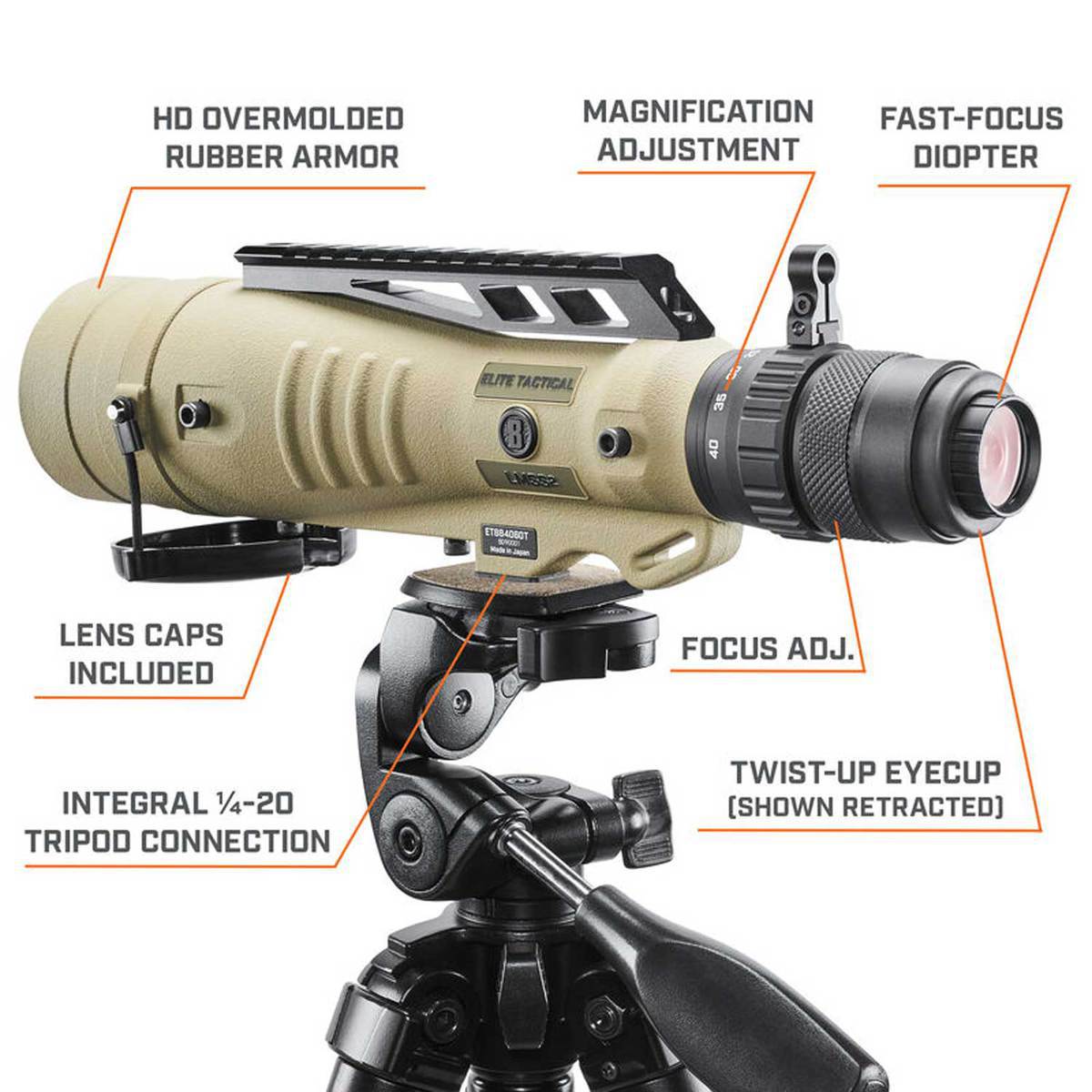 Bushnell LMSS2 Elite 8-40x60 Spotting Scope - Tremor4 Reticle - Flat Dark Earth/Black Bushnell LMSS2 Elite 8-40x60 Spotting Scope - Tremor4 Reticle - Flat Dark Earth/Black