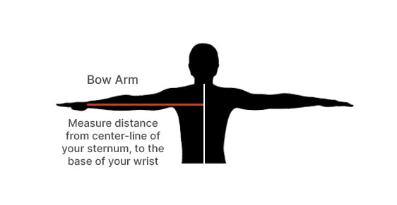 Button to base bow length measure method