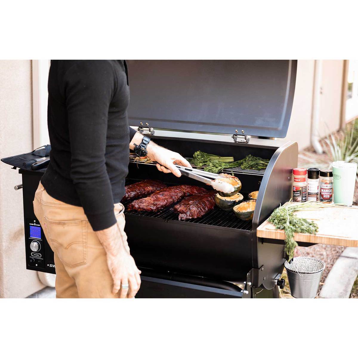 Camp Chef 30in STXS Pellet Grill Sportsman's Exclusive Build with Front and Side Shelf - Black - Black Camp Chef 30in STXS Pellet Grill Sportsman's Exclusive Build with Front and Side Shelf - Black - Black