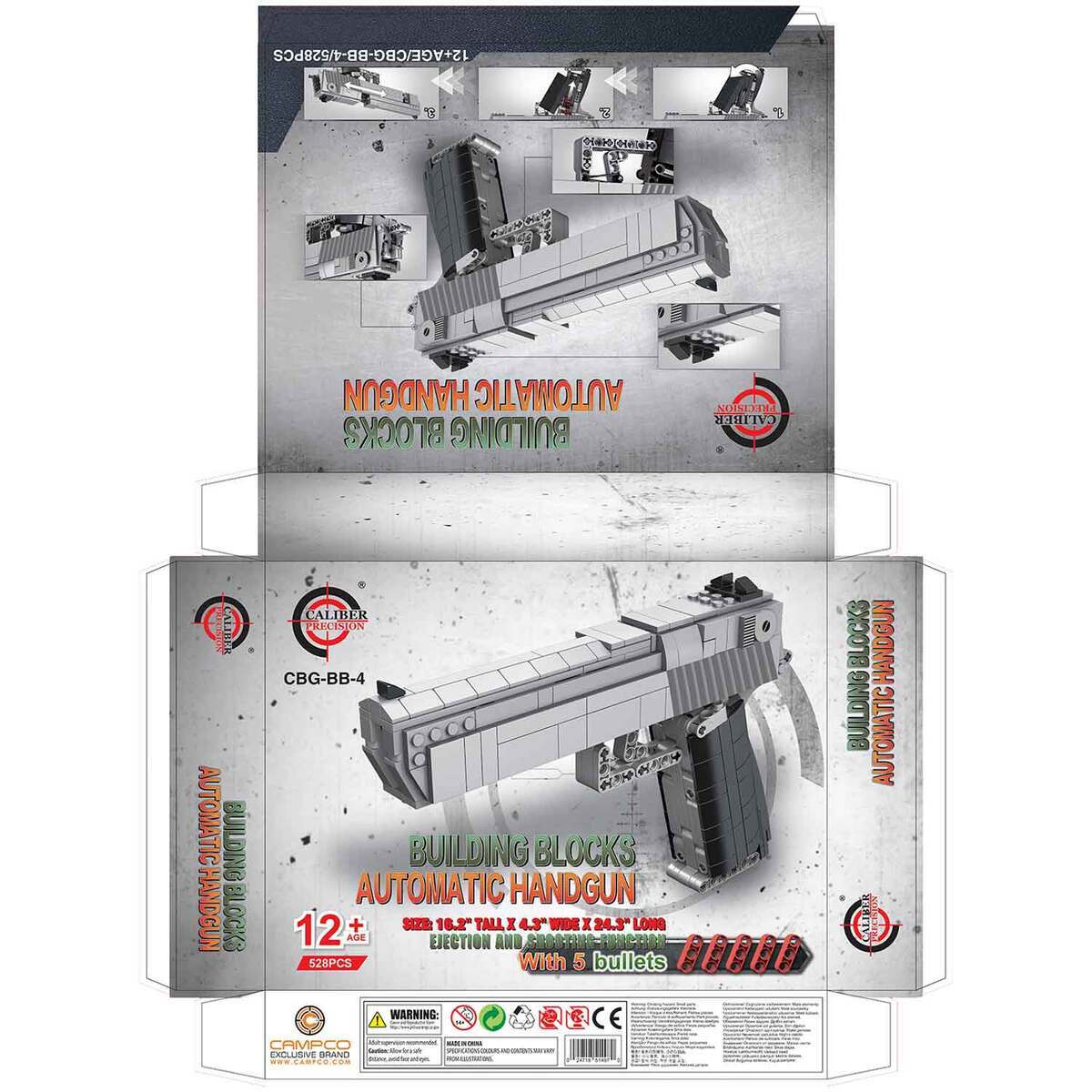 Caliber Gourmet Building Block Hand Gun Toy - Grey Caliber Gourmet Building Block Hand Gun Toy - Grey