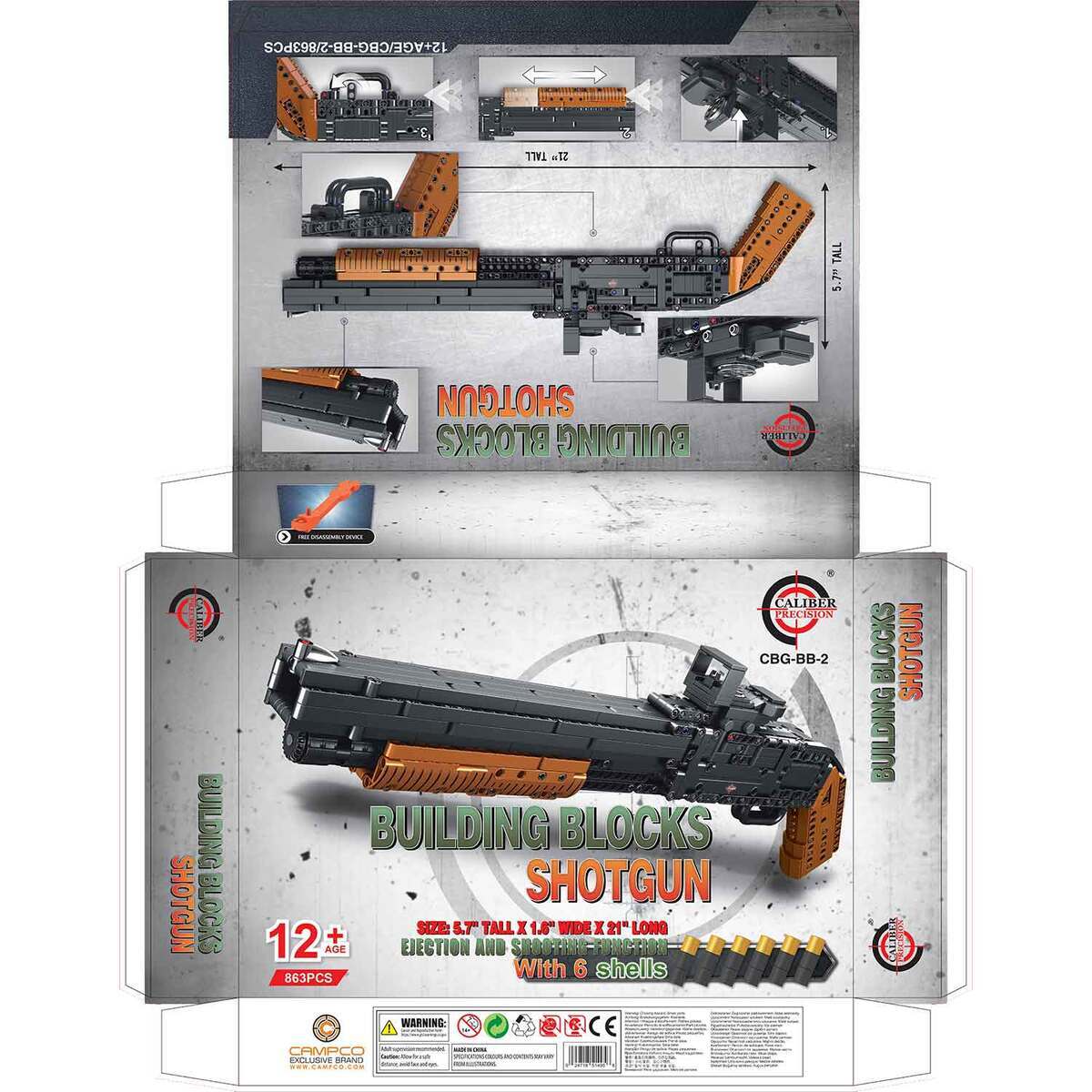 Caliber Gourmet Building Blocks Shotgun Toy - Grey/Brown Caliber Gourmet Building Blocks Shotgun Toy - Grey/Brown