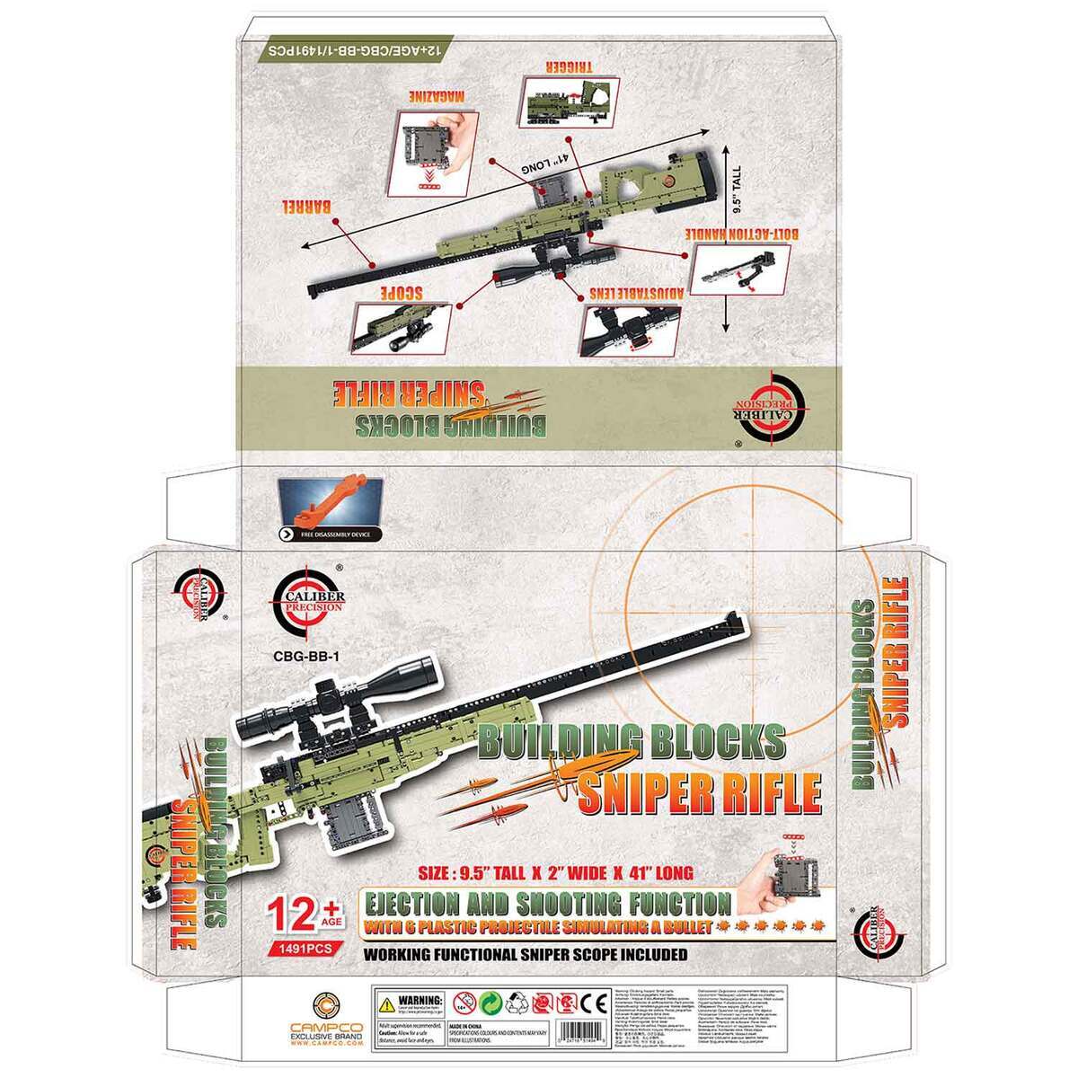 Caliber Gourmet Building Blocks Sniper Rifle Gun Toy - Green Caliber Gourmet Building Blocks Sniper Rifle Gun Toy - Green