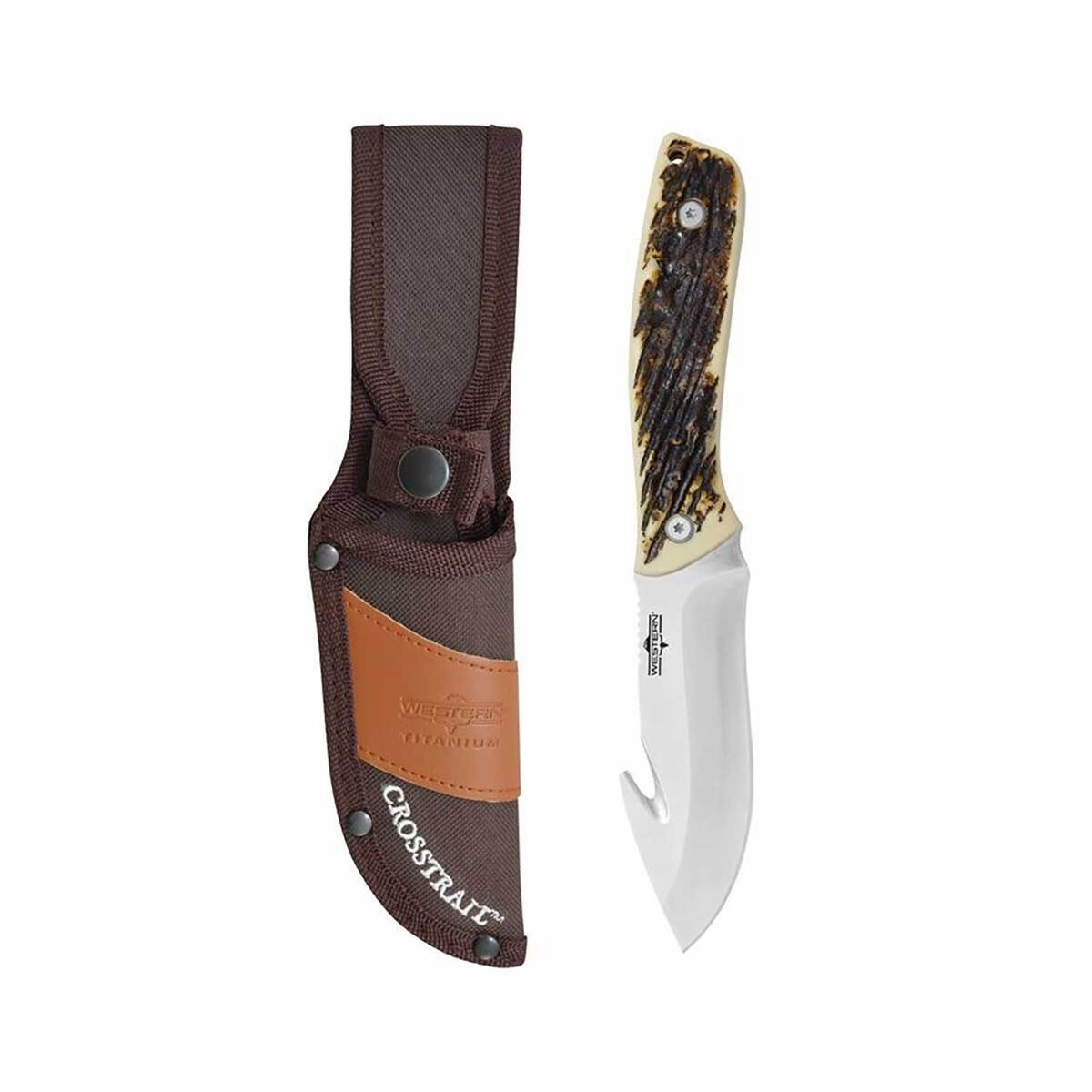 Camillus Western Crosstrail 4.25 inch Fixed Blade Knife - Brown Camillus Western Crosstrail 4.25 inch Fixed Blade Knife - Brown