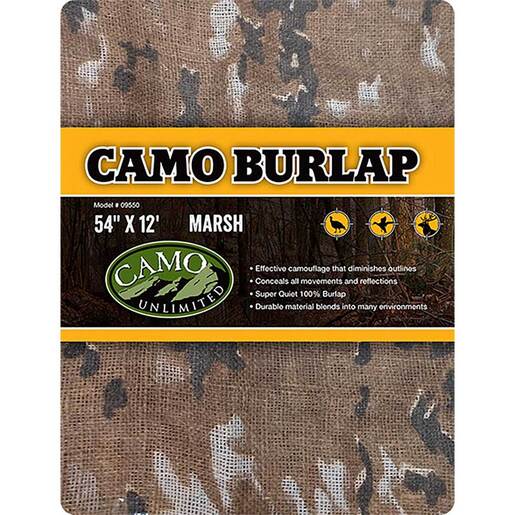 Camo Unlimited Marsh Camo Burlap Blind Making Material - 12ft x 54in - Camo 12ft x 54in - Camo Unlimited
