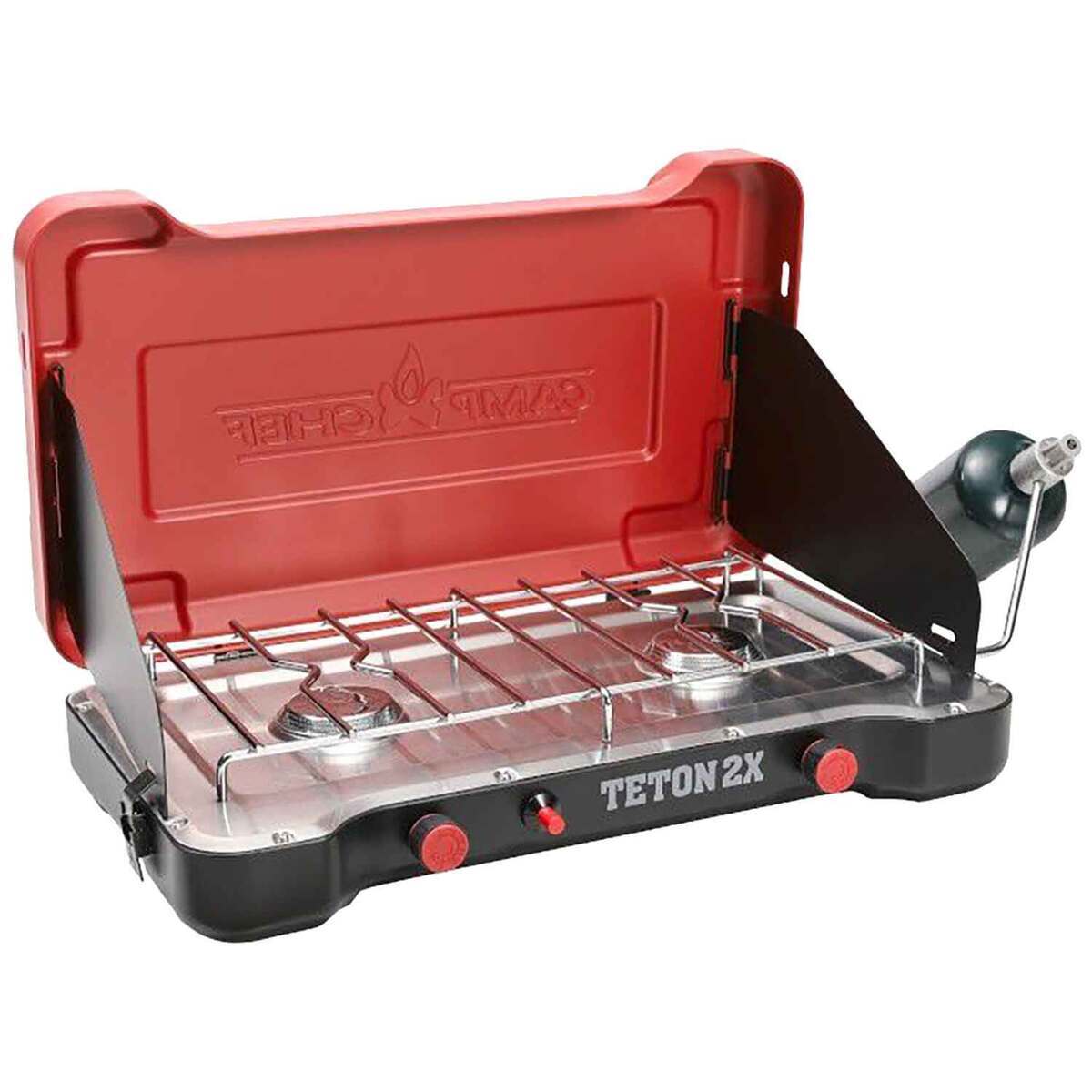 Camp Chef Teton 2X 2 Burner Stove - Black/Red - Black/Red Camp Chef Teton 2X 2 Burner Stove - Black/Red - Black/Red