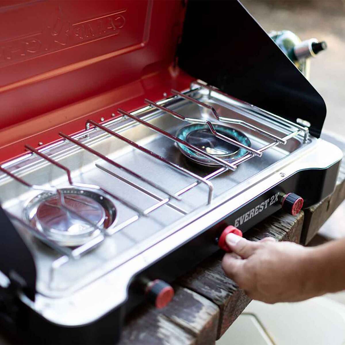 Camp Chef Teton 2X 2 Burner Stove - Black/Red - Black/Red Camp Chef Teton 2X 2 Burner Stove - Black/Red - Black/Red