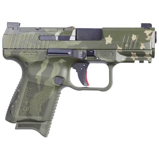 Canik TP9 Elite 9mm Luger 3.6in We The People Green Cerakote Pistol - 15+1 Rounds - Green Subcompact image