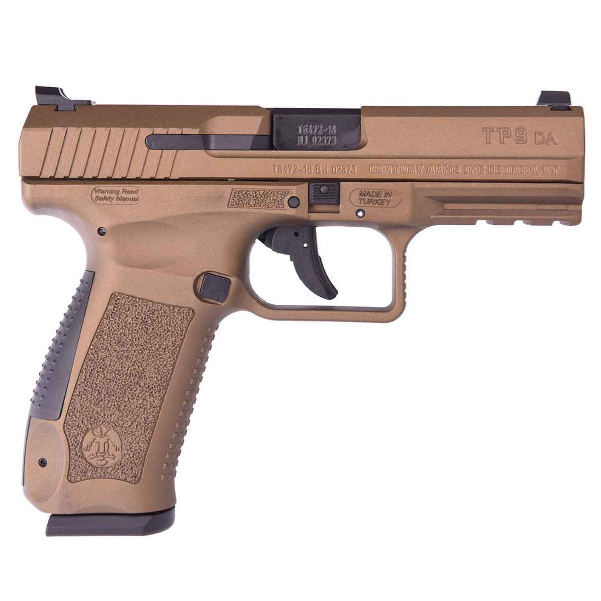 Canik TP9DA 9mm Luger 4.07in Burnt Bronze Pistol - 18+1 Rounds Canik TP9DA 9mm Luger 4.07in Burnt Bronze Pistol - 18+1 Rounds