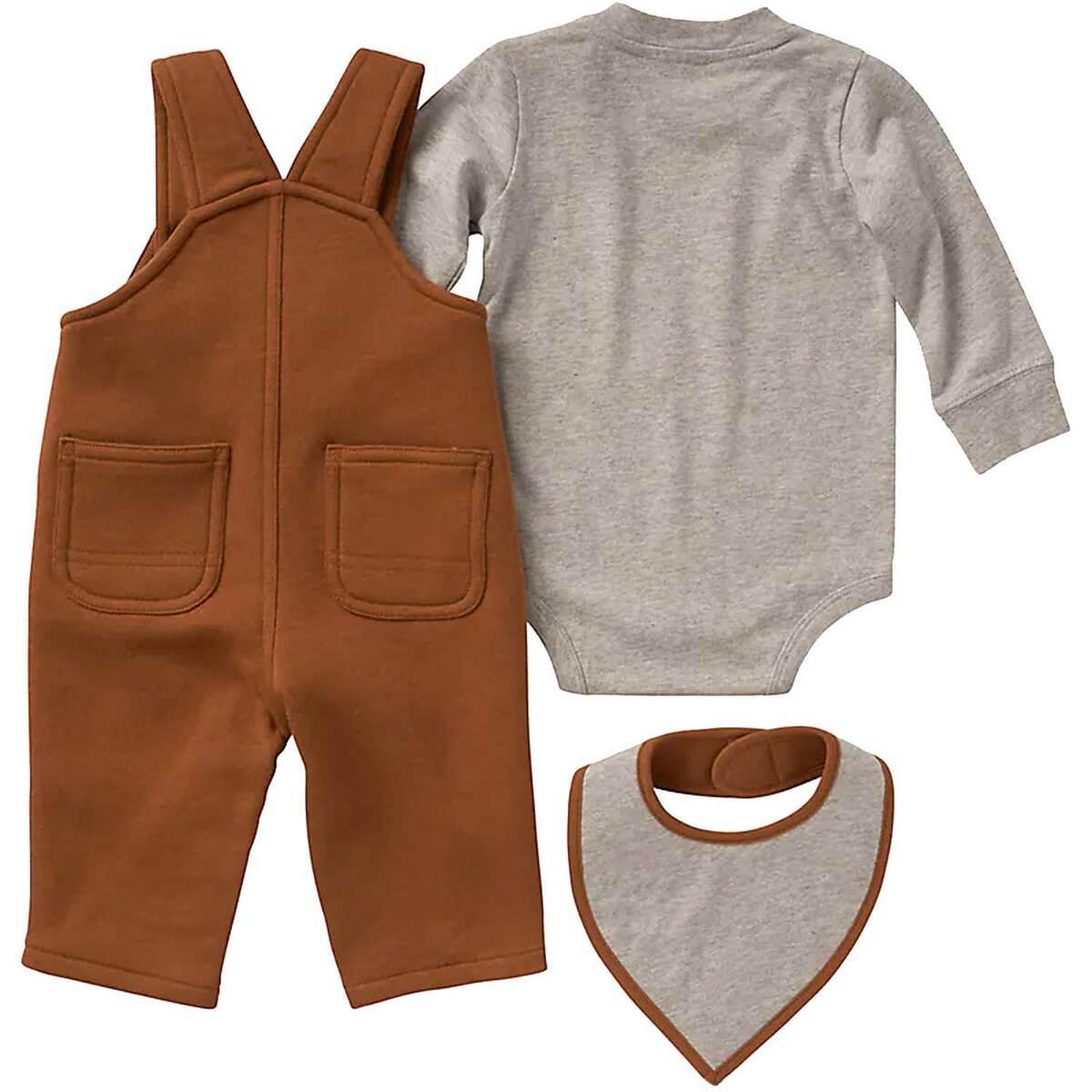 Carhartt Boys' Graphic Long Sleeve Bodyshirt, Fleece Overall, and Food Bib Set - Carhartt Brown - 18M - Carhartt Brown 18 Carhartt Boys' Graphic Long Sleeve Bodyshirt, Fleece Overall, and Food Bib Set - Carhartt Brown - 18M - Carhartt Brown 18