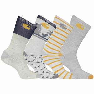 Carhartt Boys' Thermal 4 Pack Casual Socks - Gray/Yellow - L