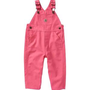 Carhartt Girls' Canvas Bib Loose Fit Overalls - Pink Lemonade - 3T