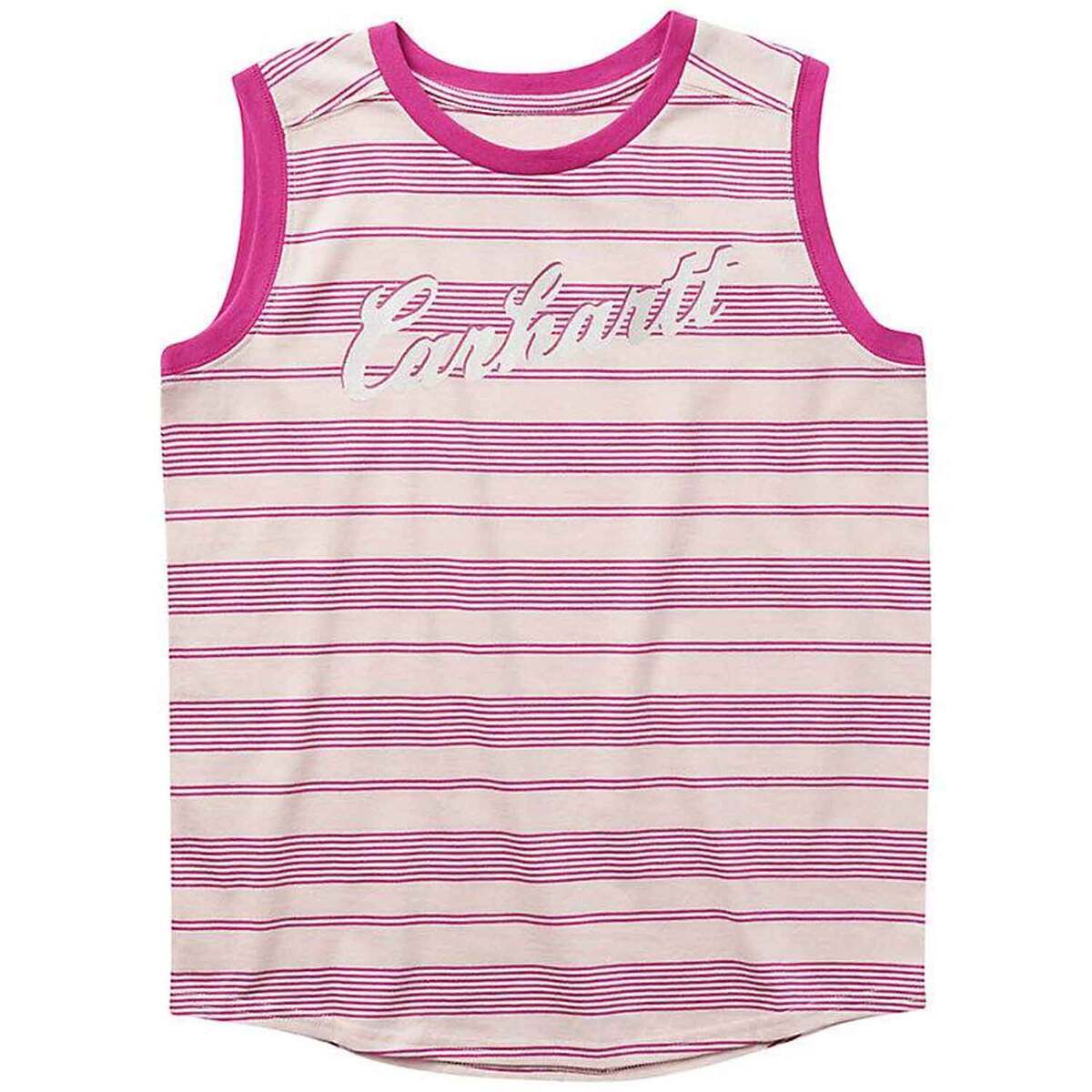 Carhartt Girls' Crewneck Stripe Sleeveless Casual Shirt Carhartt Girls' Crewneck Stripe Sleeveless Casual Shirt