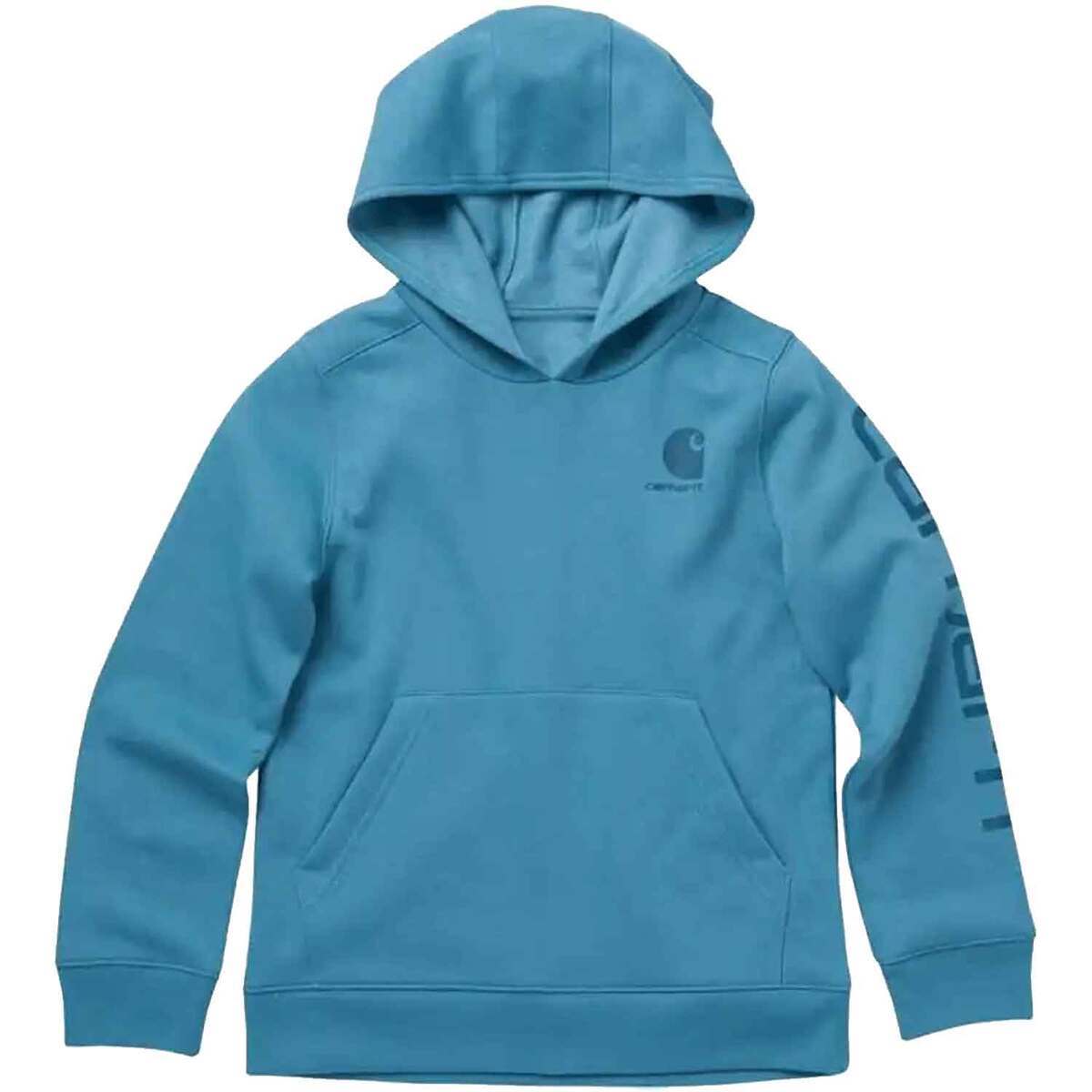 Carhartt Girls' Fleece Logo Pullover Hoodie - Larkspur - L - Larkspur L Carhartt Girls' Fleece Logo Pullover Hoodie - Larkspur - L - Larkspur L